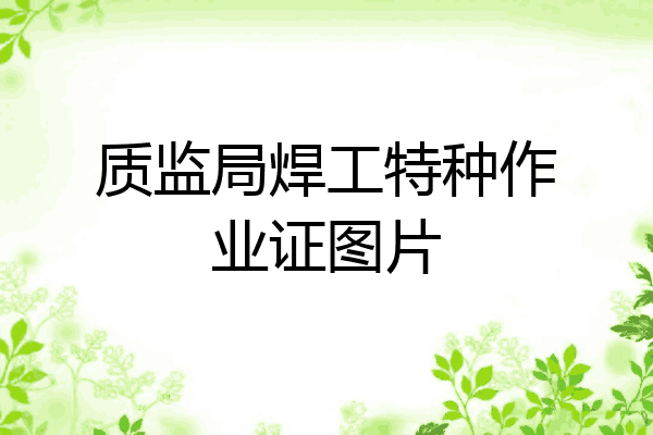 质监局焊工特种作业证图片