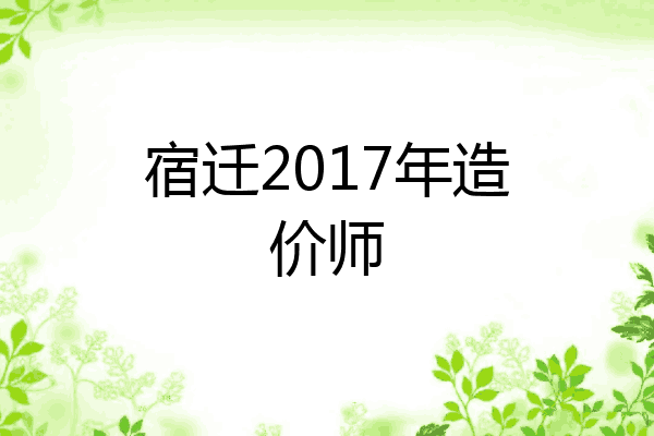 宿迁2017年造价师