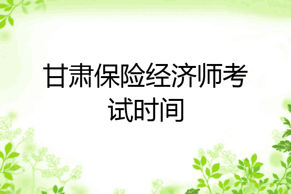 甘肃保险经济师考试时间