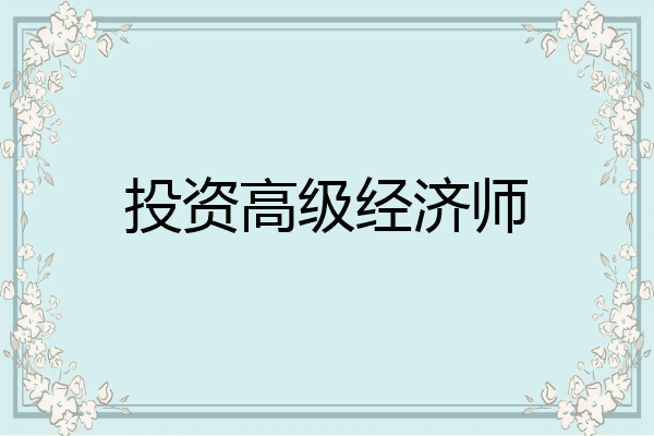 投资高级经济师