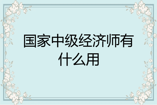 国家中级经济师有什么用