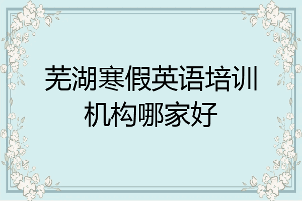 芜湖寒假英语培训机构哪家好