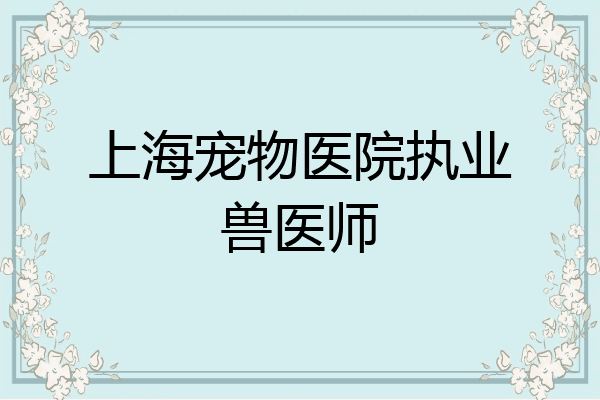 上海宠物医院执业兽医师