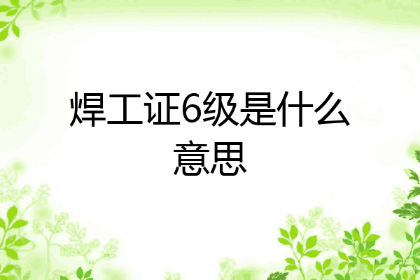 焊工证6级是什么意思