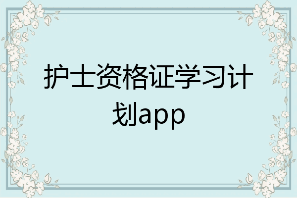 护士资格证学习计划app