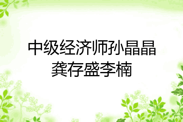 中级经济师孙晶晶龚存盛李楠