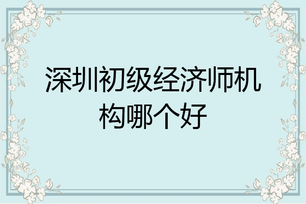 深圳初级经济师机构哪个好