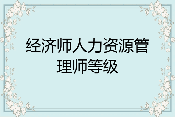经济师人力资源管理师等级