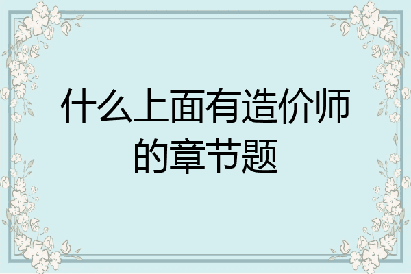 什么上面有造价师的章节题