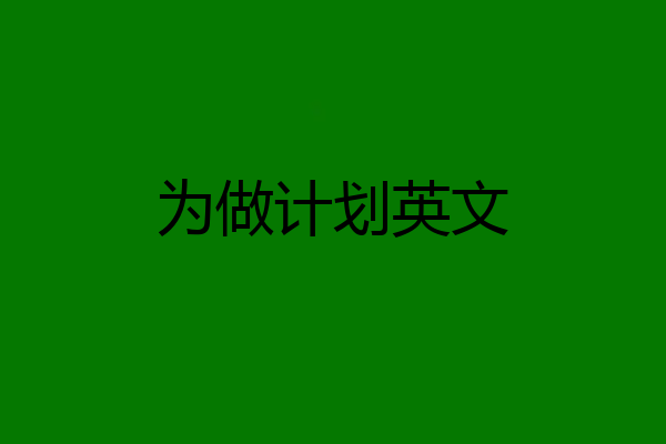 为做计划英文