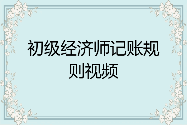初级经济师记账规则视频