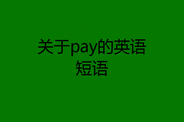 关于pay的英语短语