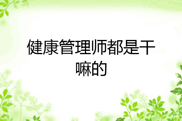 健康管理师都是干嘛的
