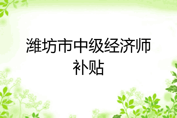 潍坊市中级经济师补贴