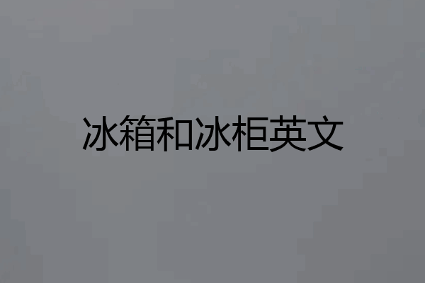 冰箱和冰柜英文