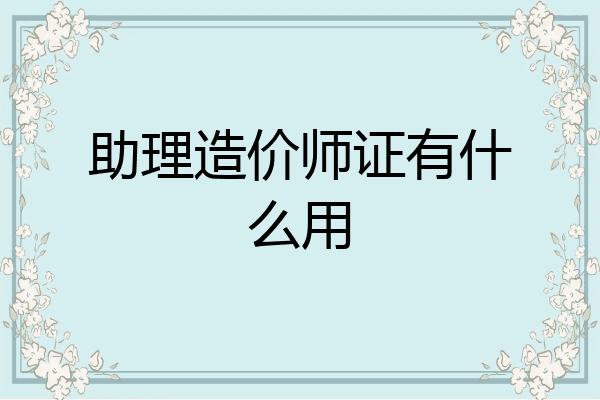 助理造价师证有什么用