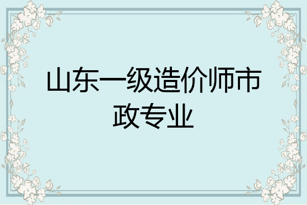 山东一级造价师市政专业