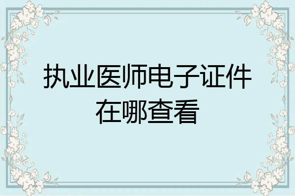 执业医师电子证件在哪查看
