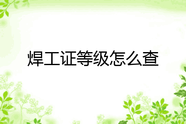 焊工证等级怎么查