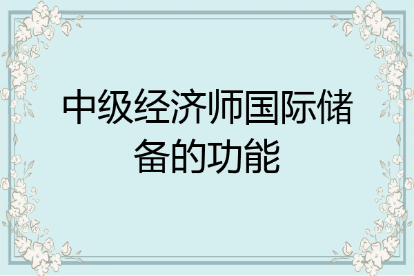中级经济师国际储备的功能