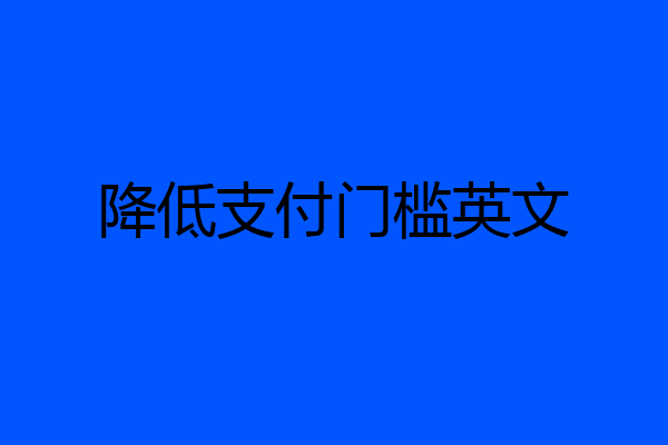 降低支付门槛英文
