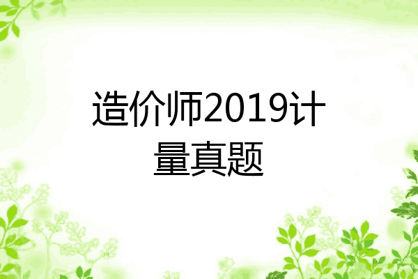 造价师2019计量真题