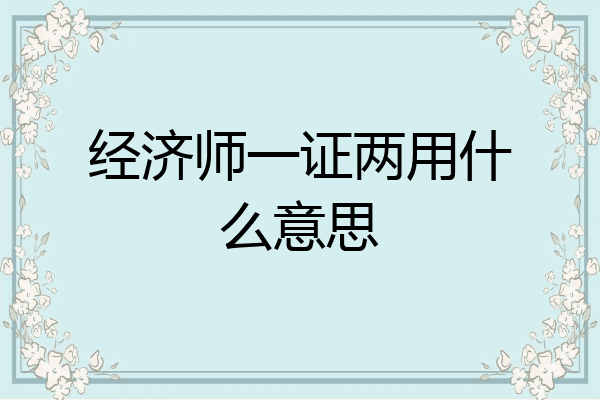 经济师一证两用什么意思