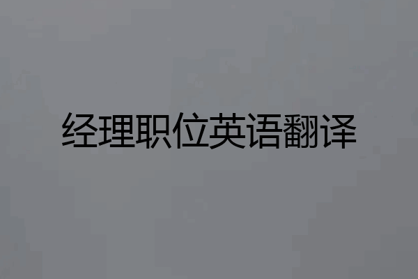 经理职位英语翻译