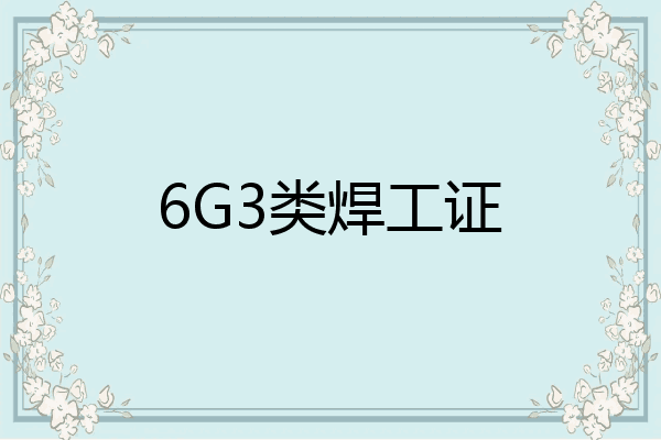 6G3类焊工证