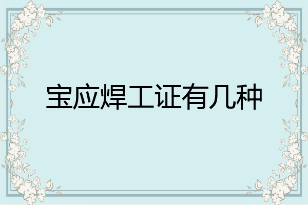 宝应焊工证有几种