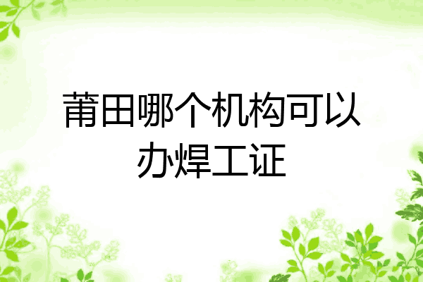 莆田哪个机构可以办焊工证