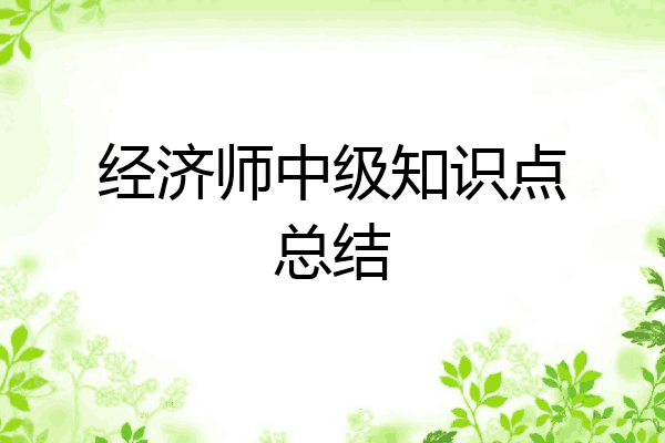 经济师中级知识点总结