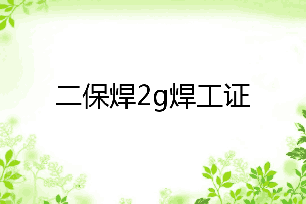 二保焊2g焊工证