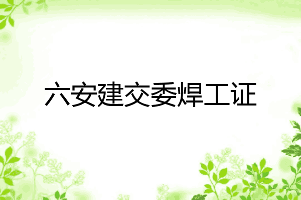 六安建交委焊工证