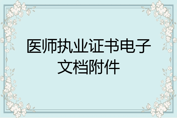医师执业证书电子文档附件