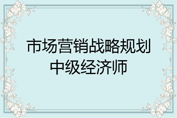 市场营销战略规划中级经济师