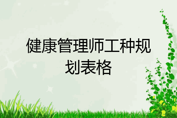 健康管理师工种规划表格