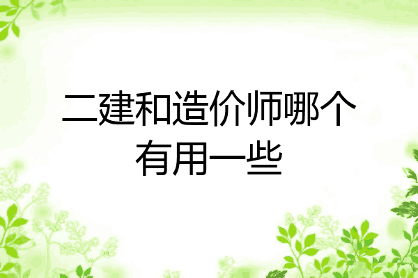 二建和造价师哪个有用一些