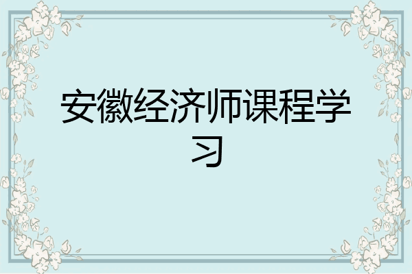 安徽经济师课程学习