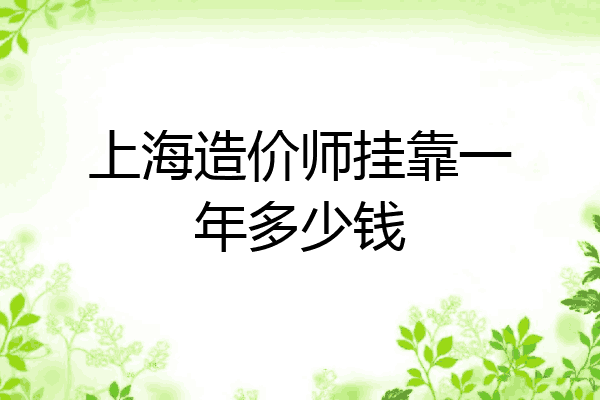 上海造价师挂靠一年多少钱