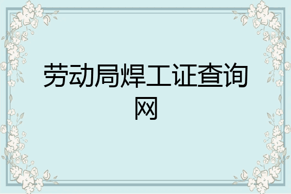 劳动局焊工证查询网