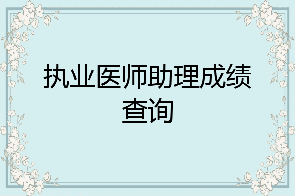 执业医师助理成绩查询
