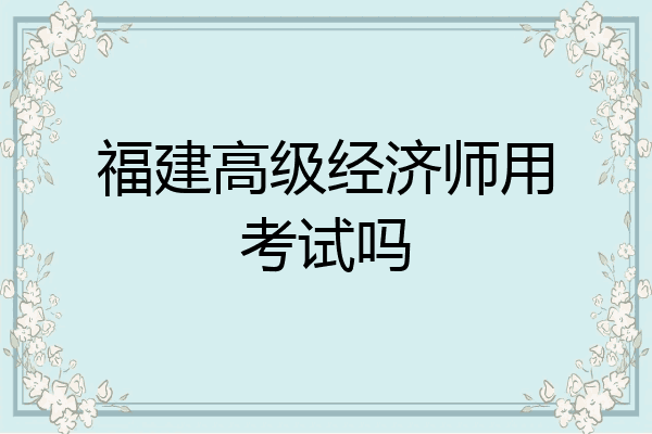 福建高级经济师用考试吗