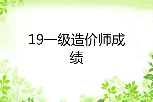 19一级造价师成绩