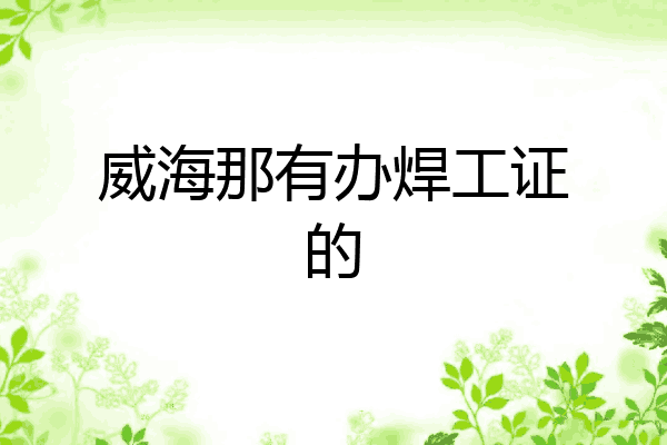 威海那有办焊工证的