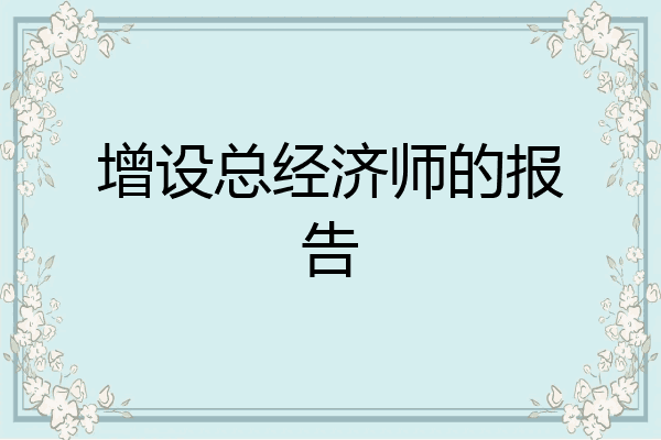 增设总经济师的报告