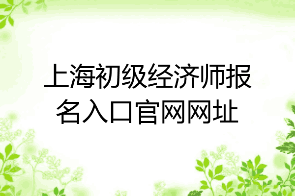 上海初级经济师报名入口官网网址