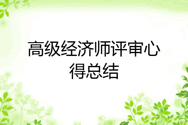 高级经济师评审心得总结