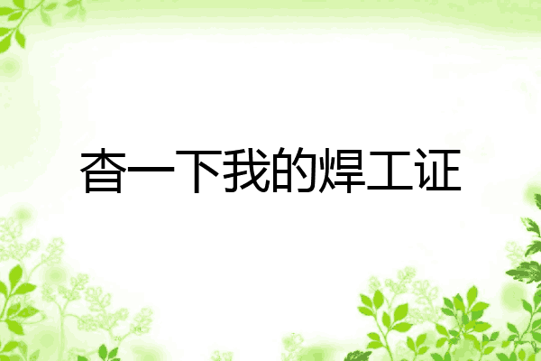 杳一下我的焊工证