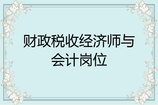 财政税收经济师与会计岗位